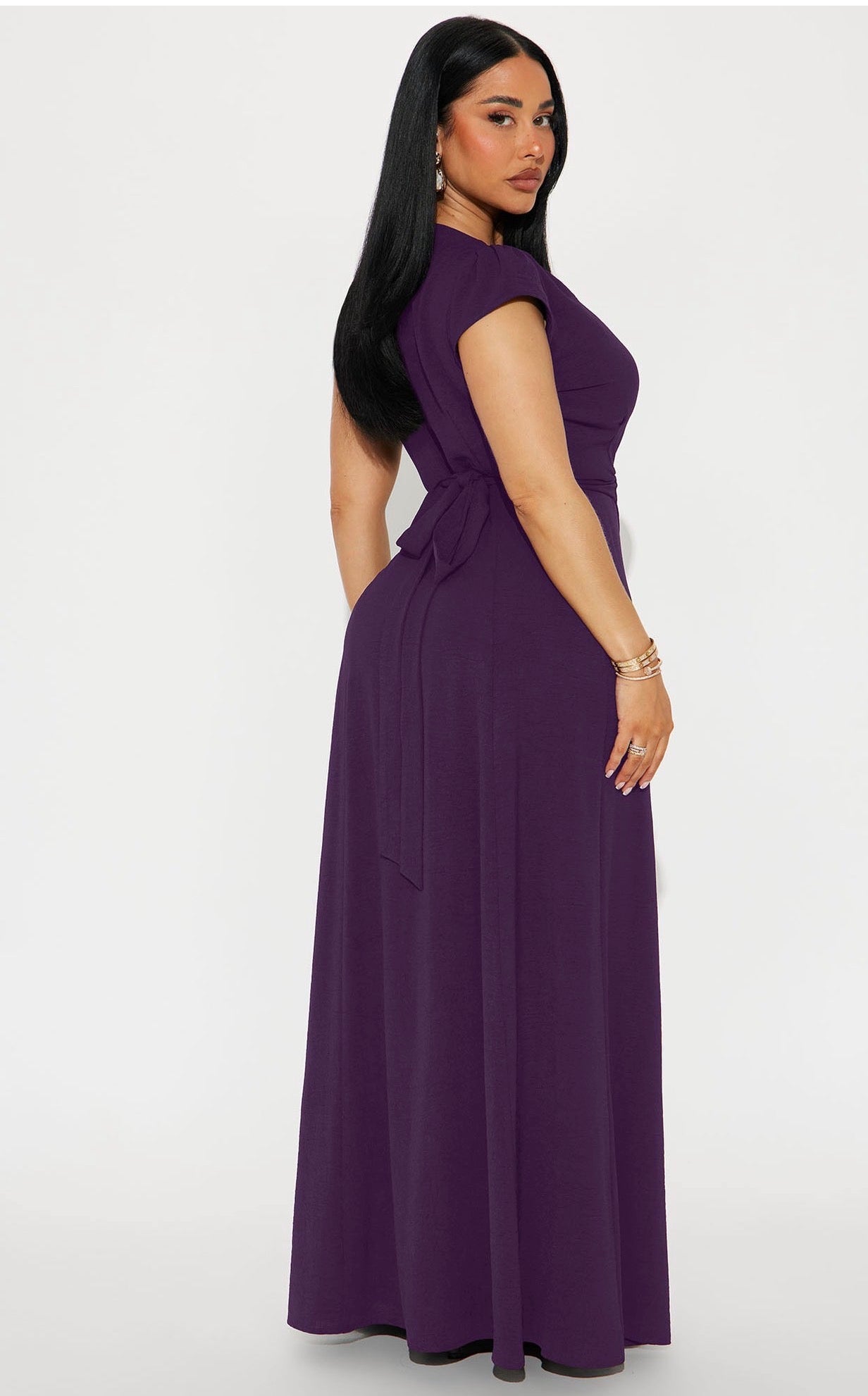 Stunning Plum Deep V-Neck Maxi Dress