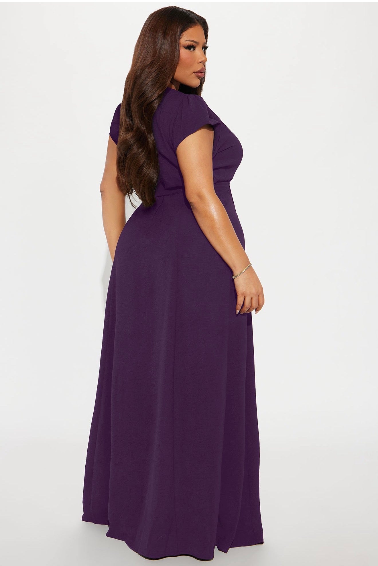Stunning Plum Deep V-Neck Maxi Dress